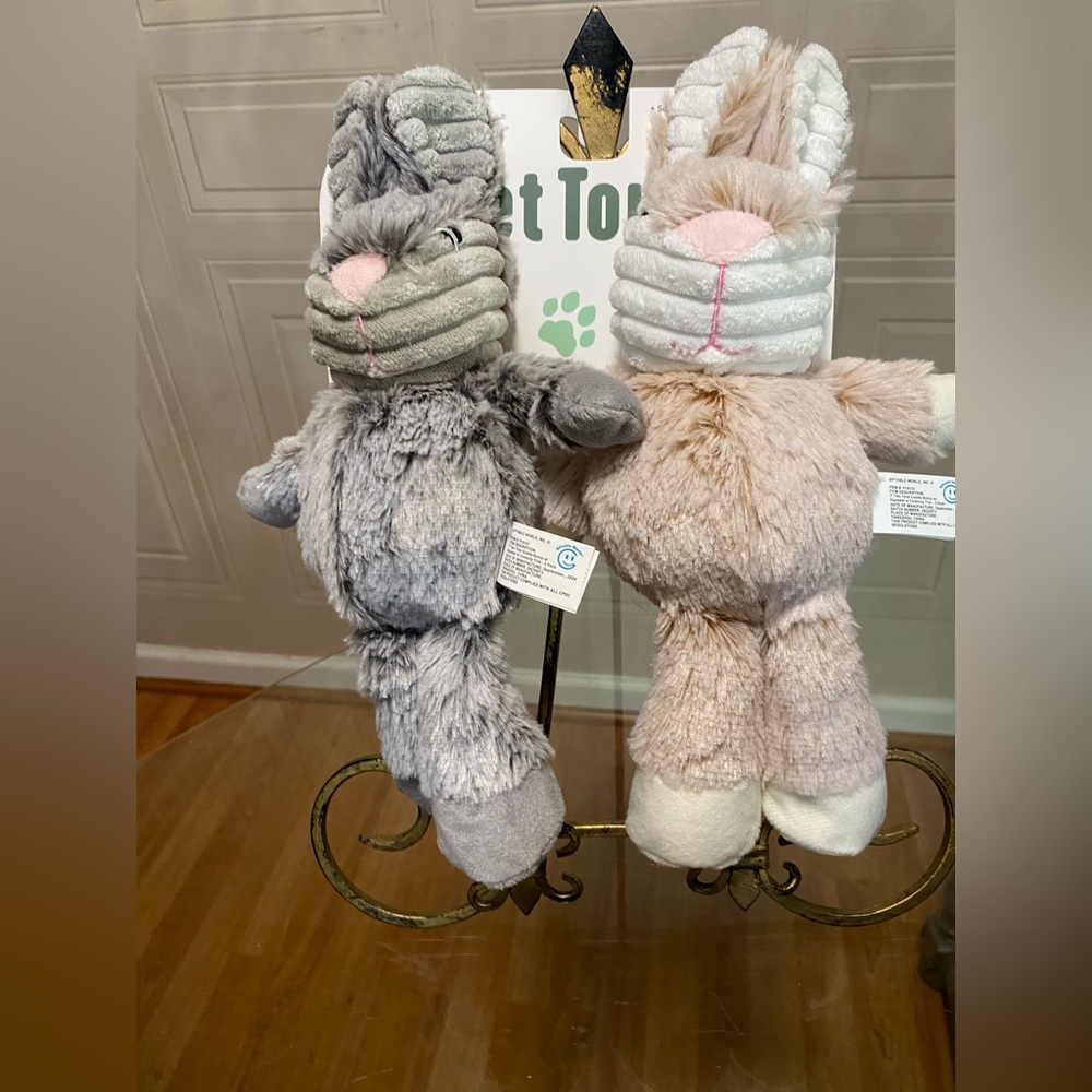 Giftable World Easter Bunny Set Of 2 Stuffed Dog Toy With Squeaker 12”